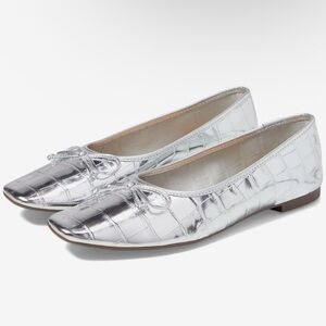 Silver Croc-Embossed Ballet Flats Schultz Arissa